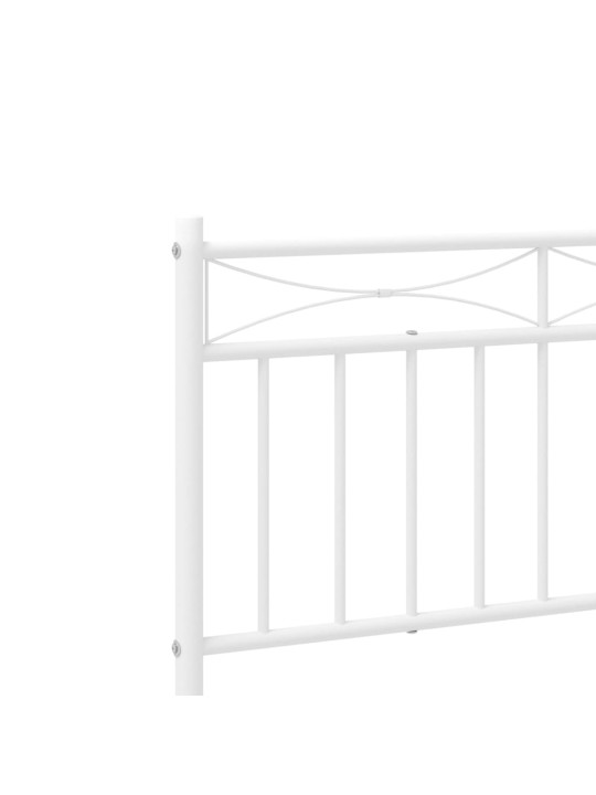 Kovový rám postele s hlavovým a nožním čelem bílý 200 x 200 cm