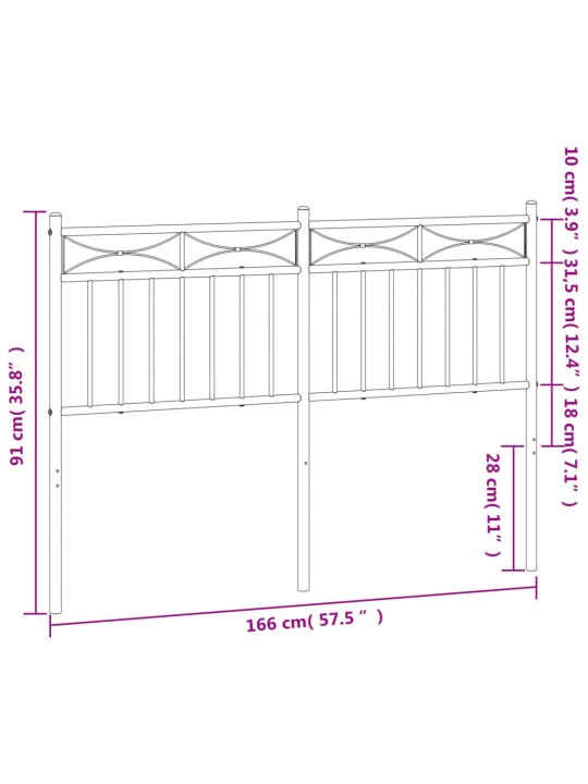 Kovové čelo postele bílé 160 cm