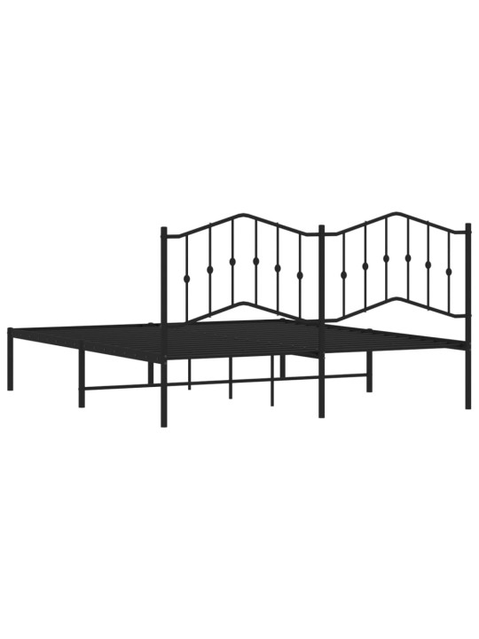 Kovový rám postele s čelem černý 160 x 200 cm