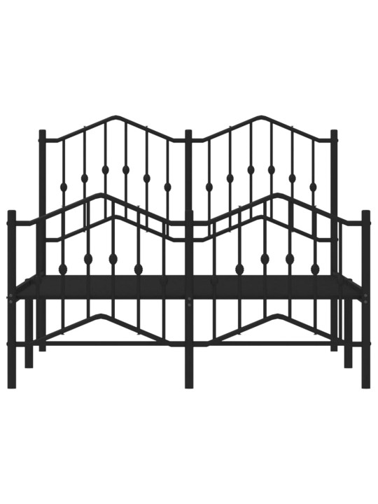 Kovový rám postele s hlavovým a nožním čelem černý 120 x 200 cm