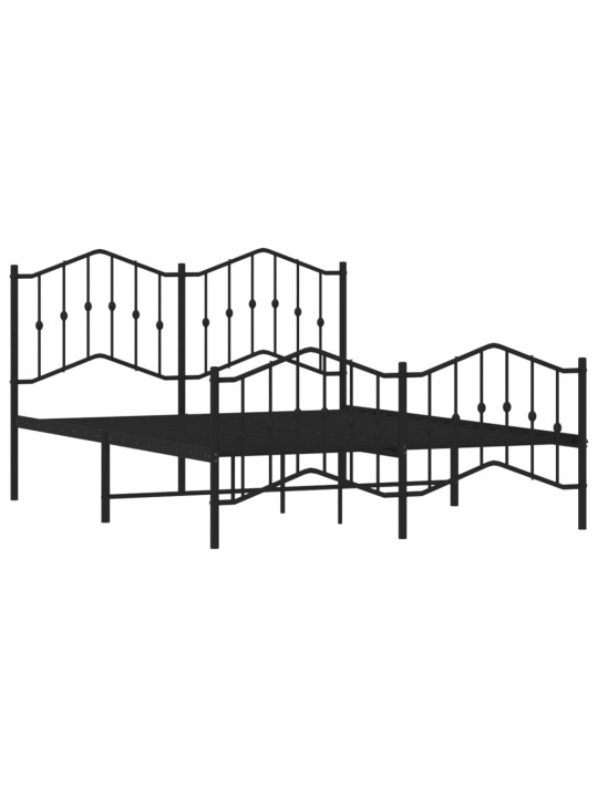 Kovový rám postele s hlavovým a nožním čelem černý 140 x 200 cm