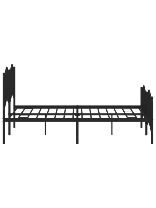 Kovový rám postele s hlavovým a nožním čelem černý 140 x 200 cm