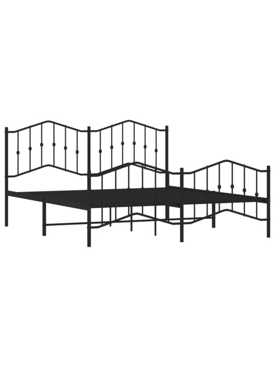 Kovový rám postele s hlavovým a nožním čelem černý 180 x 200 cm
