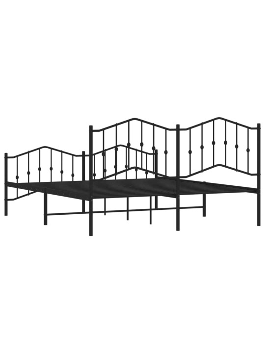 Kovový rám postele s hlavovým a nožním čelem černý 180 x 200 cm