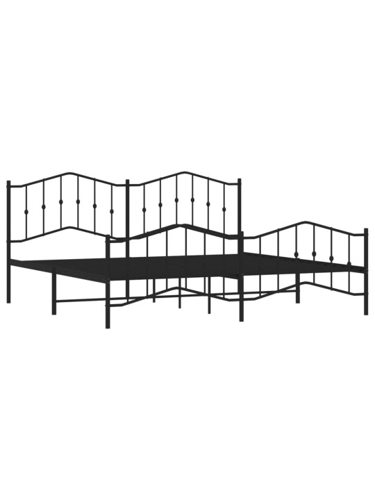 Kovový rám postele s hlavovým a nožním čelem černý 200 x 200 cm