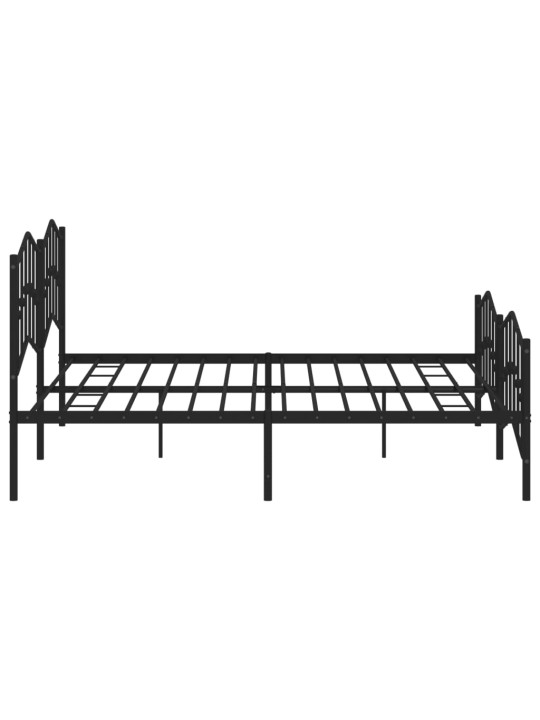 Kovový rám postele s hlavovým a nožním čelem černý 200 x 200 cm