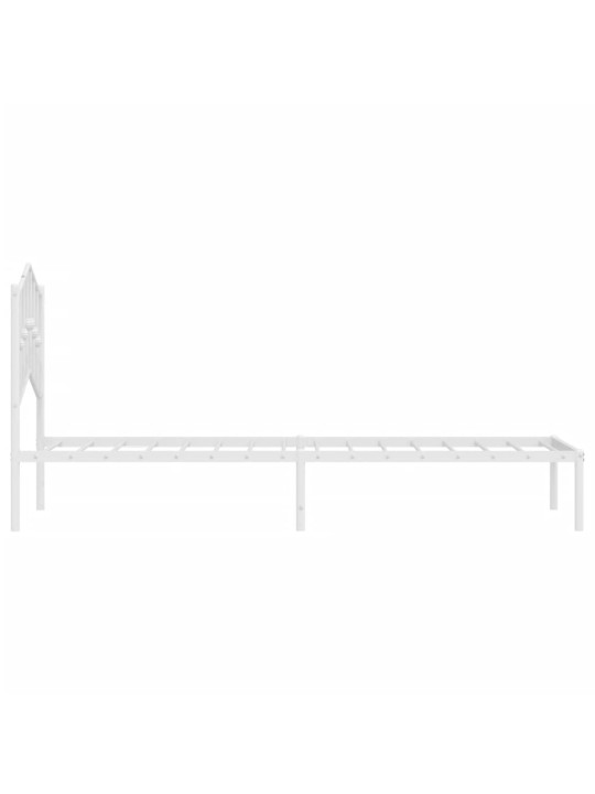Kovový rám postele bez matrace s čelem bílý 75 x 190 cm