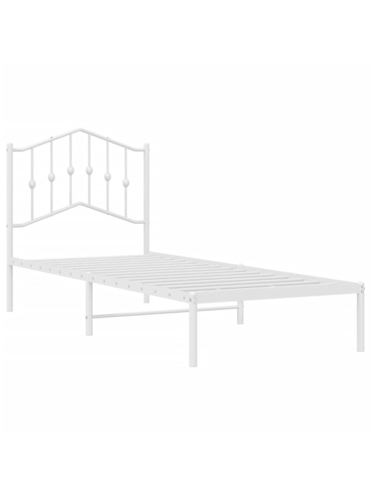 Kovový rám postele s čelem bílý 90 x 200 cm