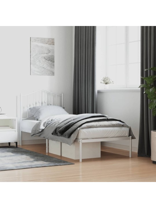 Kovový rám postele s čelem bílý 90 x 200 cm