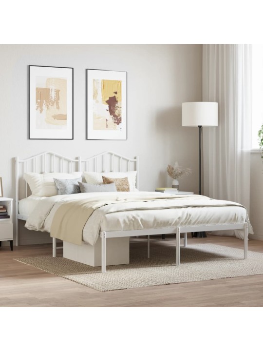 Kovový rám postele s čelem bílý 140 x 200 cm