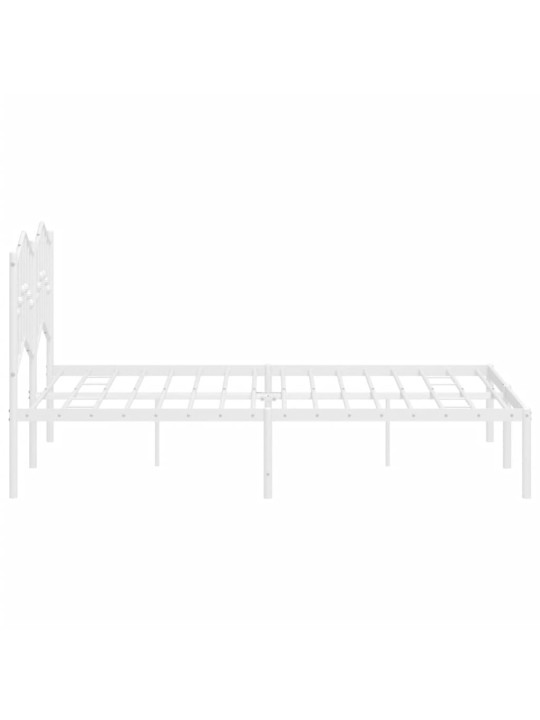 Kovový rám postele s čelem bílý 150 x 200 cm