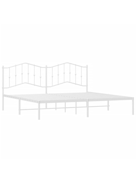 Kovový rám postele s čelem bílý 200 x 200 cm