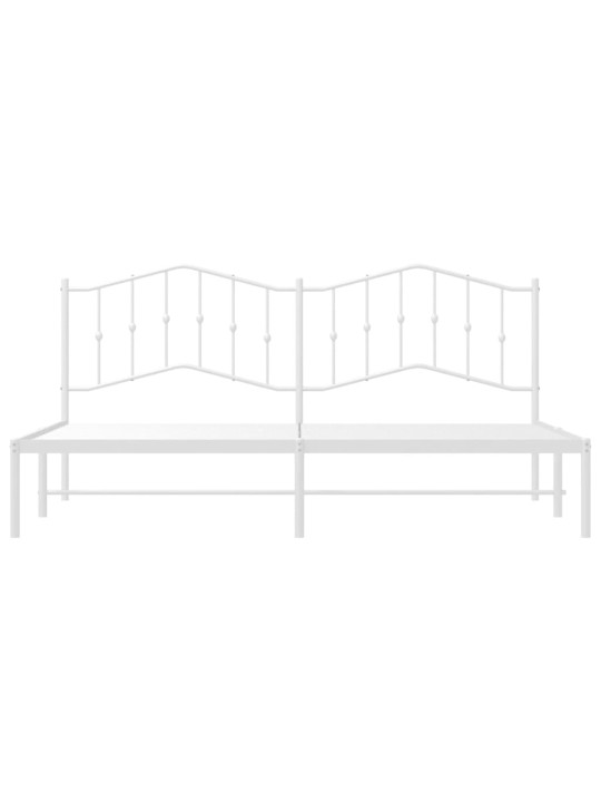 Kovový rám postele s čelem bílý 200 x 200 cm