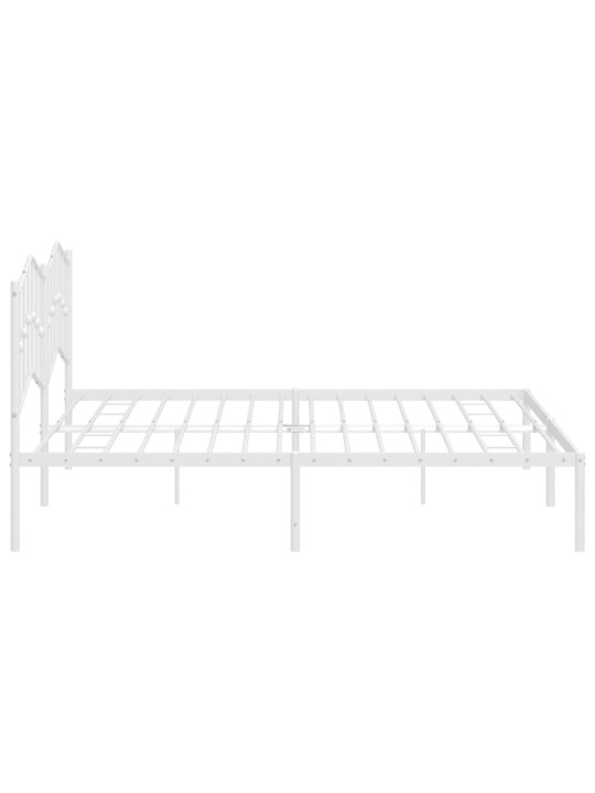 Kovový rám postele s čelem bílý 200 x 200 cm