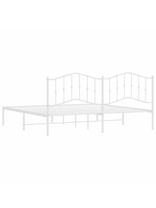 Kovový rám postele s čelem bílý 200 x 200 cm