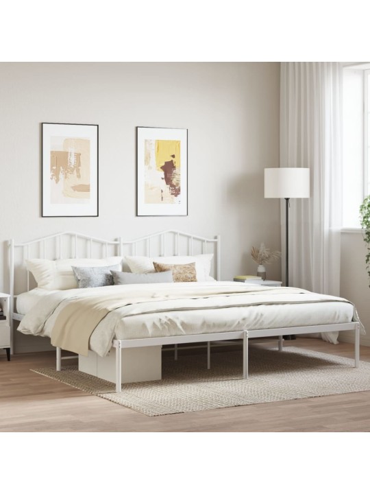 Kovový rám postele s čelem bílý 200 x 200 cm
