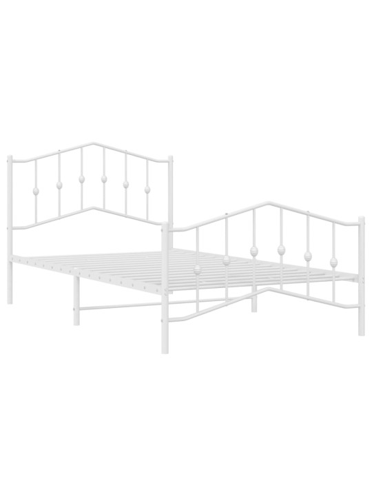 Kovový rám postele s hlavovým a nožním čelem bílý 100 x 200 cm