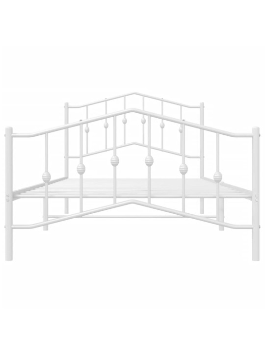 Kovový rám postele s hlavovým a nožním čelem bílý 100 x 200 cm