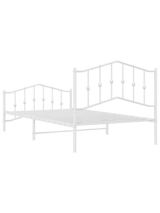 Kovový rám postele s hlavovým a nožním čelem bílý 100 x 200 cm