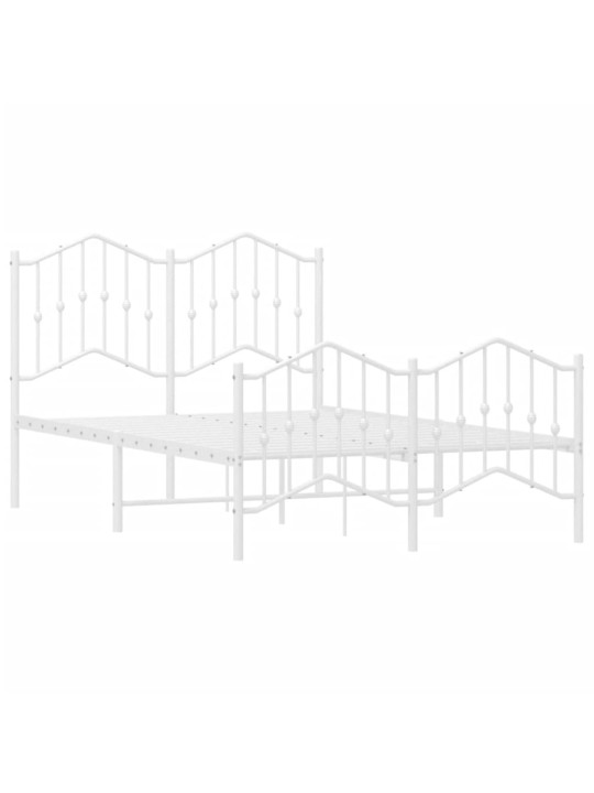 Kovový rám postele s hlavovým a nožním čelem bílý 120 x 200 cm