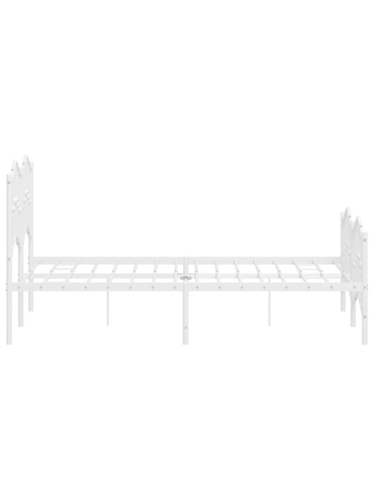Kovový rám postele s hlavovým a nožním čelem bílý 120 x 200 cm