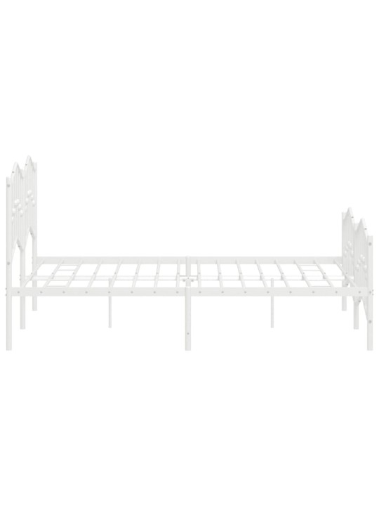 Kovový rám postele s hlavovým a nožním čelem bílý 140 x 190 cm