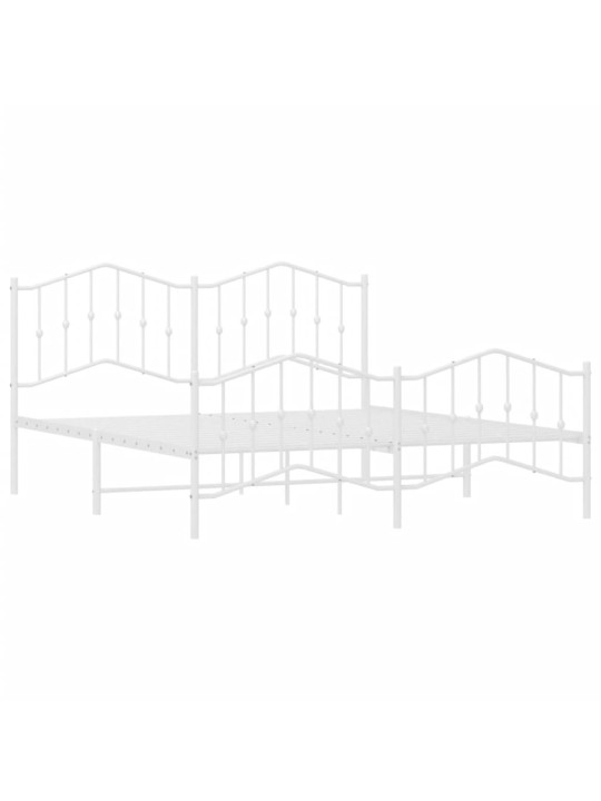 Kovový rám postele s hlavovým a nožním čelem bílý 180 x 200 cm