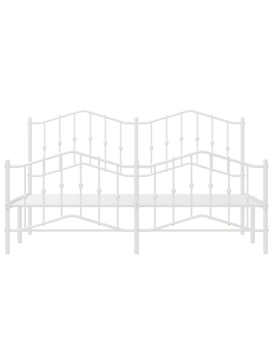 Kovový rám postele s hlavovým a nožním čelem bílý 180 x 200 cm