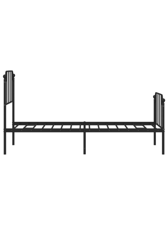 Kovový rám postele s hlavovým a nožním čelem černý 80 x 200 cm