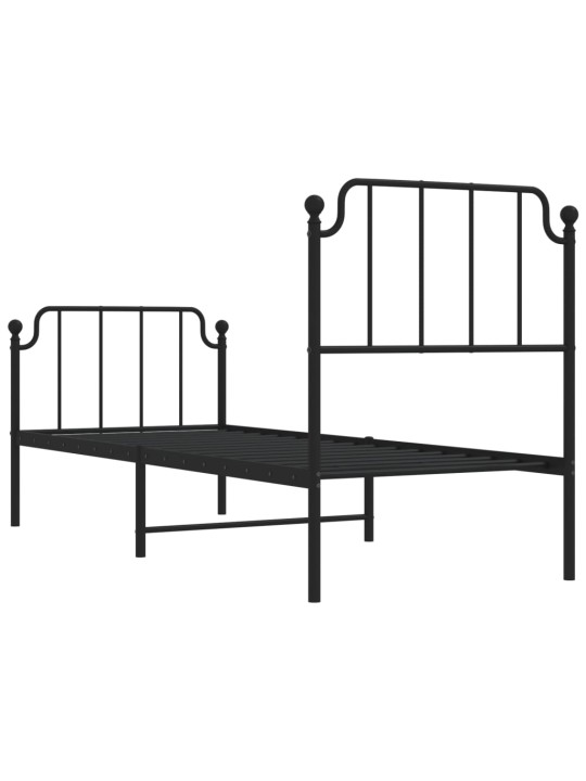 Kovový rám postele s hlavovým a nožním čelem černý 80 x 200 cm