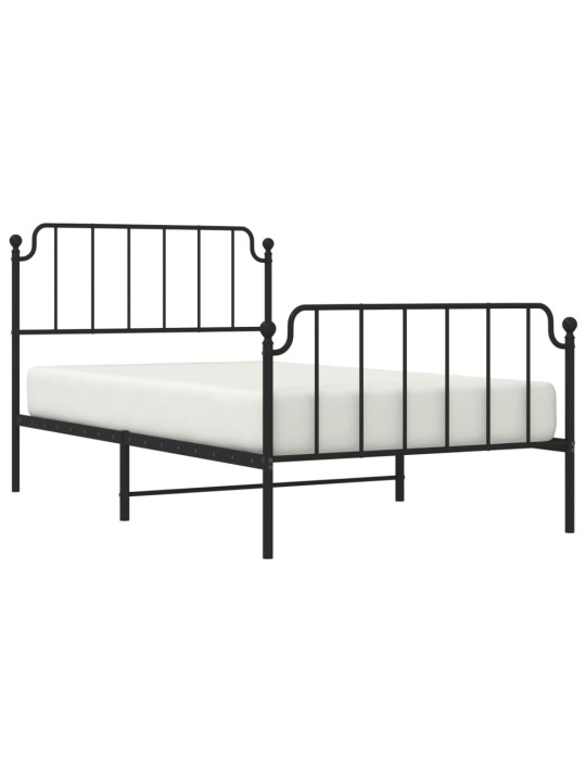 Kovový rám postele s hlavovým a nožním čelem černý 107 x 203 cm