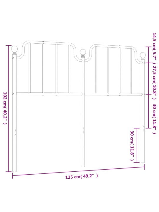 Kovové čelo postele černé 120 cm