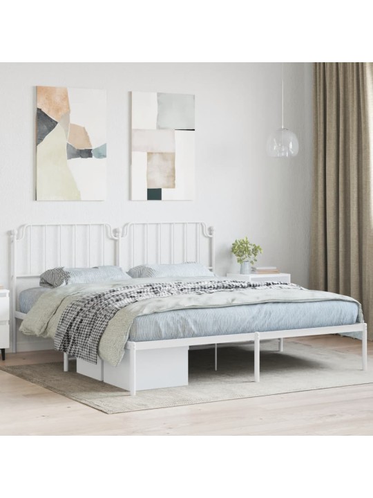 Kovový rám postele s čelem bílý 180 x 200 cm
