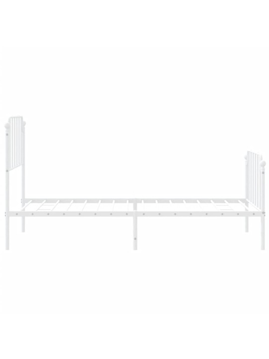 Kovový rám postele s hlavovým a nožním čelem bílý 90 x 200 cm