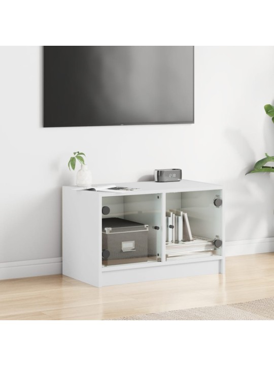 TV skříňka se skleněnými dvířky bílá 68x37x42 cm