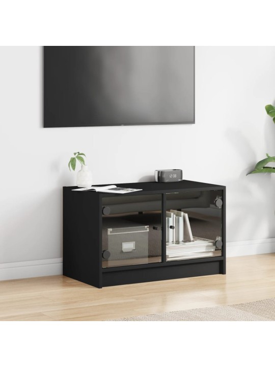 TV skříňka se skleněnými dvířky černá 68x37x42 cm