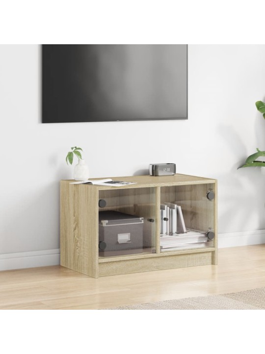 TV skříňka se skleněnými dvířky dub sonoma 68x37x42 cm