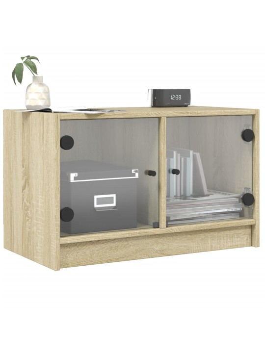 TV skříňka se skleněnými dvířky dub sonoma 68x37x42 cm