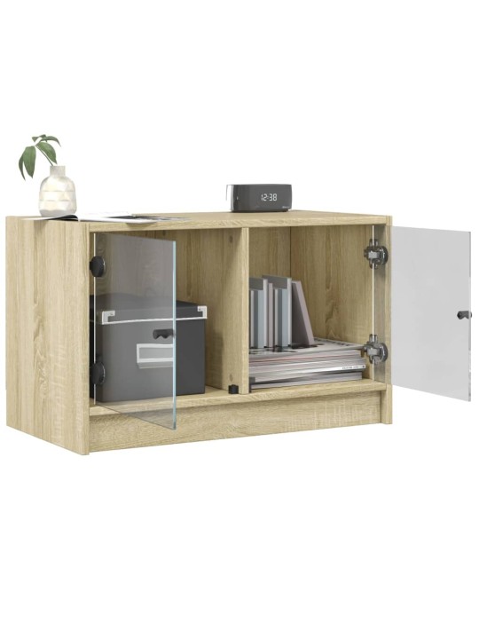 TV skříňka se skleněnými dvířky dub sonoma 68x37x42 cm