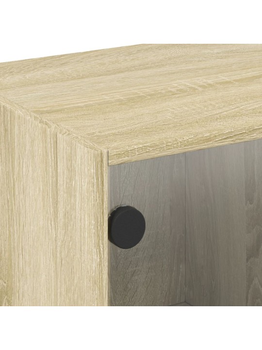 TV skříňka se skleněnými dvířky dub sonoma 68x37x42 cm