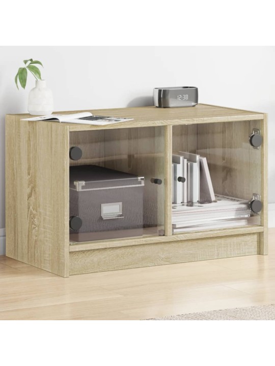TV skříňka se skleněnými dvířky dub sonoma 68x37x42 cm