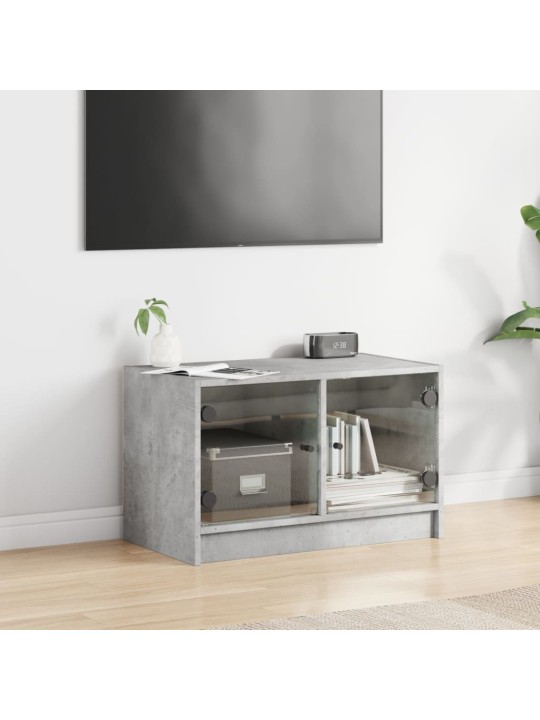 TV skříňka se skleněnými dvířky betonově šedá 68x37x42 cm