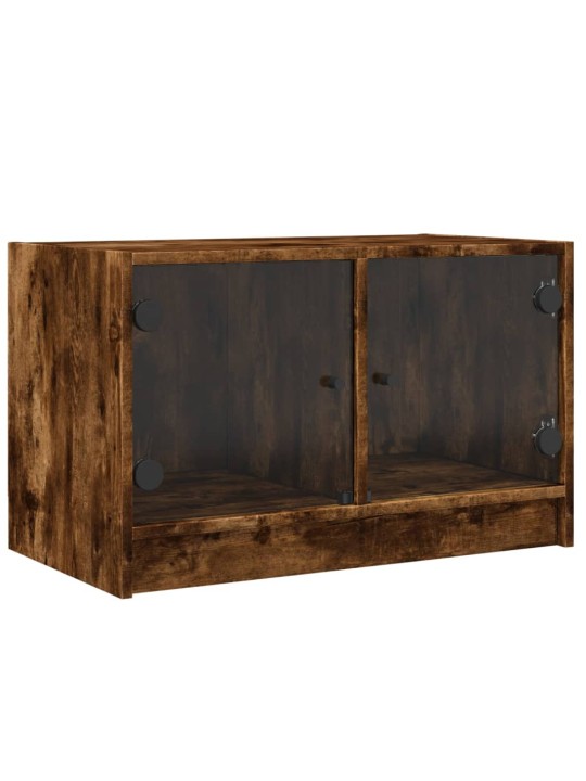 TV skříňka se skleněnými dvířky kouřový dub 68x37x42 cm
