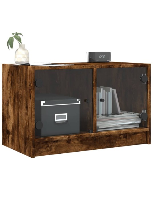 TV skříňka se skleněnými dvířky kouřový dub 68x37x42 cm