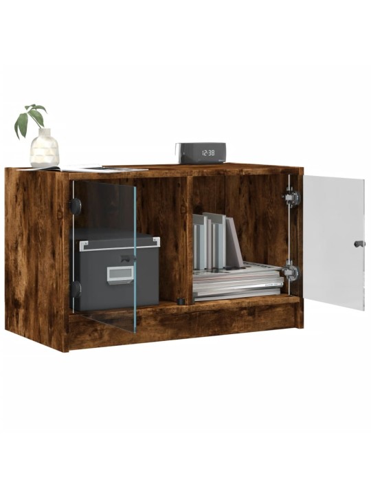 TV skříňka se skleněnými dvířky kouřový dub 68x37x42 cm