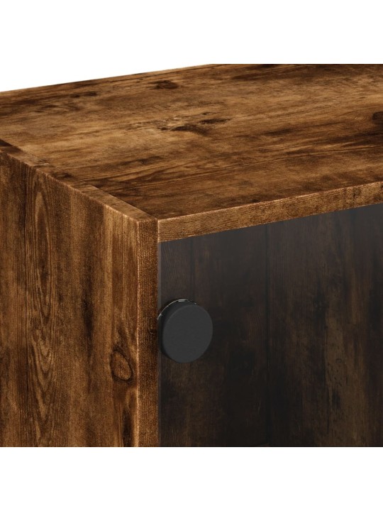 TV skříňka se skleněnými dvířky kouřový dub 68x37x42 cm
