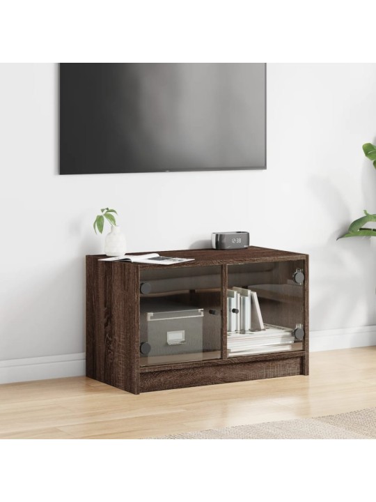 TV skříňka se skleněnými dvířky hnědý dub 68x37x42 cm
