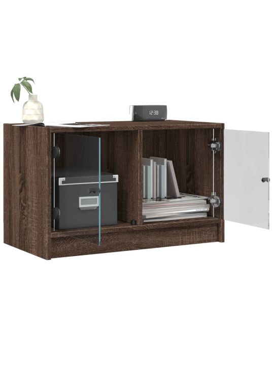 TV skříňka se skleněnými dvířky hnědý dub 68x37x42 cm