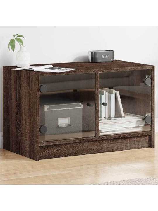 TV skříňka se skleněnými dvířky hnědý dub 68x37x42 cm