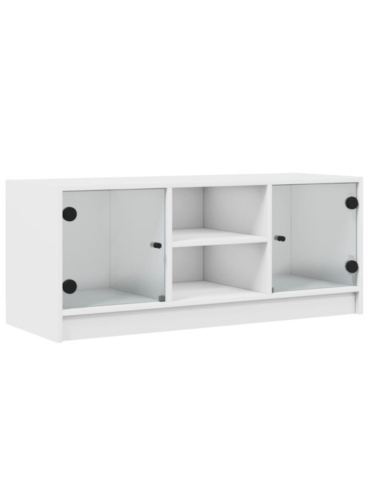 TV skříňka se skleněnými dvířky bílá 102x37x42 cm
